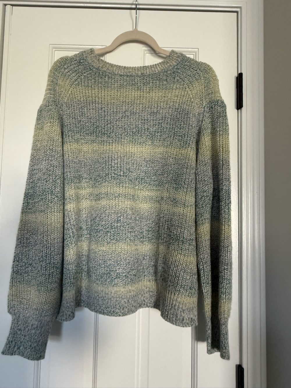 a.n.a Striped Crewneck Sweater in Green and Cream